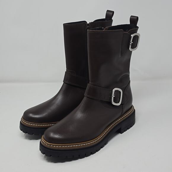 Fabianelli Made In Italy Brown Leather Combat MotoBoots Size 8